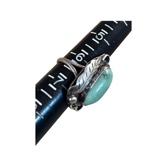 Vintage Green Turquoise Ring, Native American Indian Ring Sz 6.5 - Picture 7 of 12